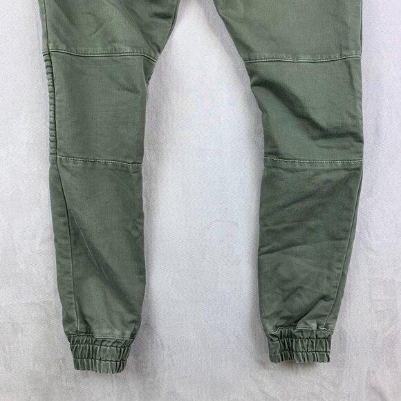 Zara Mens Pants Medium Green Moto Soft Denim Jogging Fit Tapered Outdoor Joggers - Picture 12 of 13